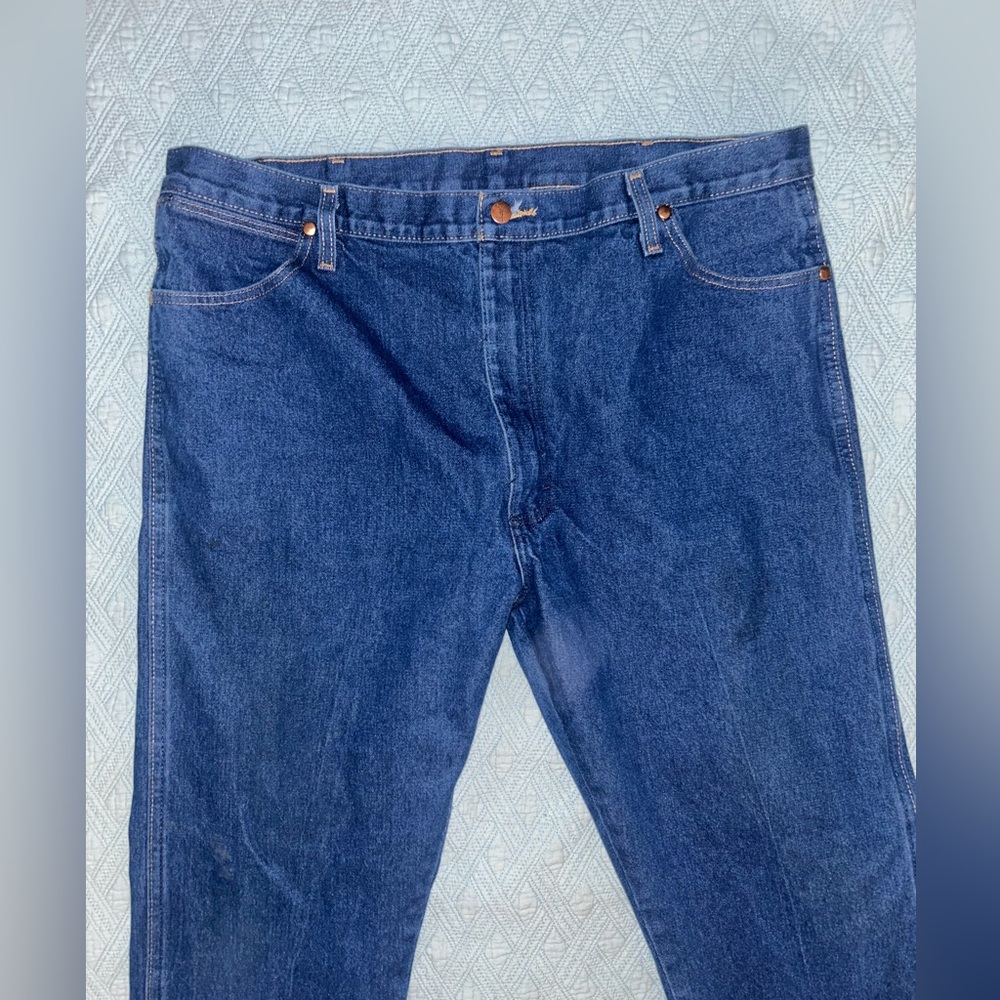 Wrangler 13MWZ Dark Blue Straight Jeans 42X32 - Picture 3 of 8